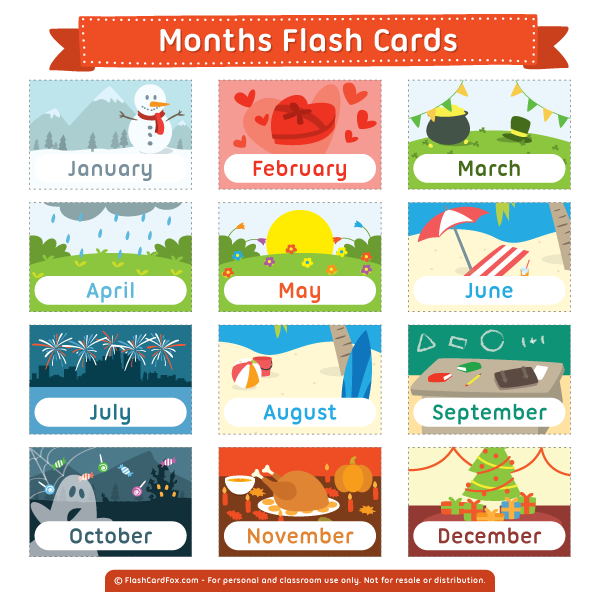 Карточки на тему месяцы года